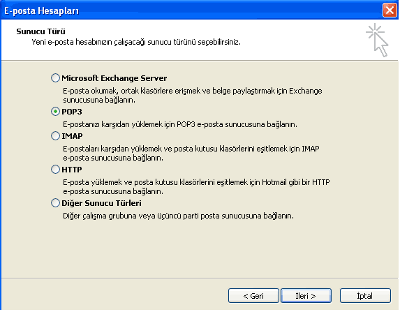 Outlook 2003 E-Posta Hesap Ayarları